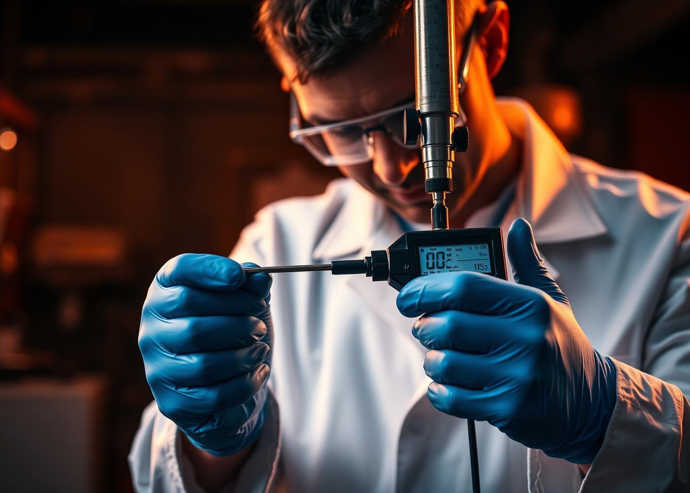 NABL accredited calibration technician at work